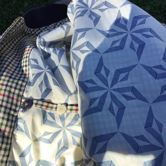 men’s plaid bomber harrington jacket L academia golf retro zippered lined tan - Picture 5 of 13